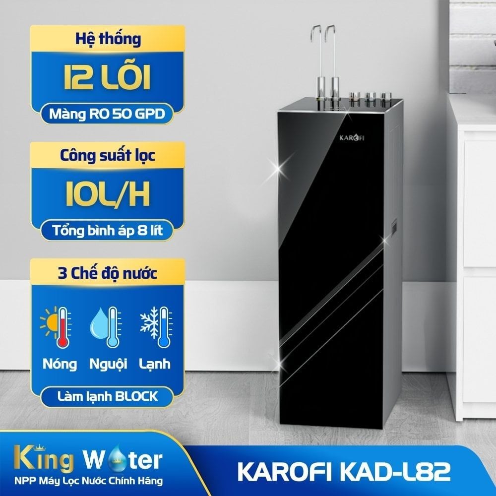 Máy Lọc Nước Nóng Lạnh Karofi KAD-L82 | Tủ Đứng 12 Lõi