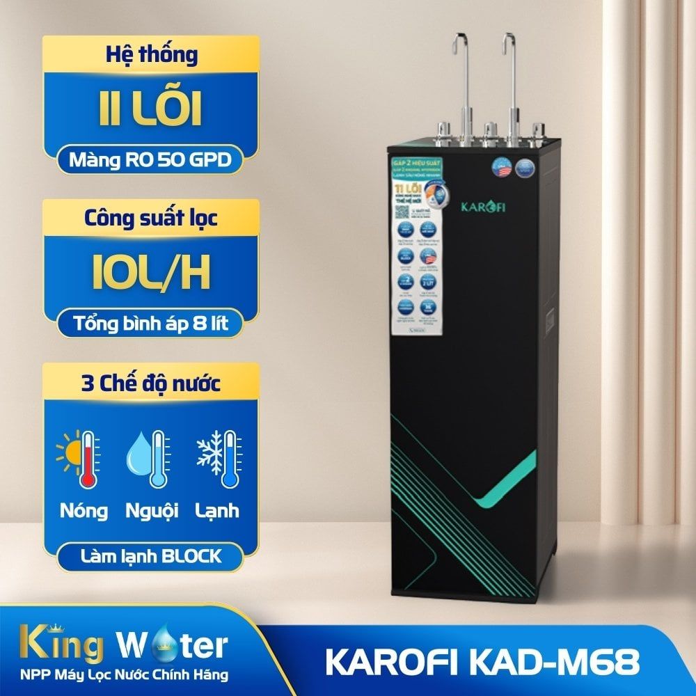 Máy Lọc Nước RO Nóng Lạnh Karofi KAD-M68 | Tủ Đứng 11 Lõi