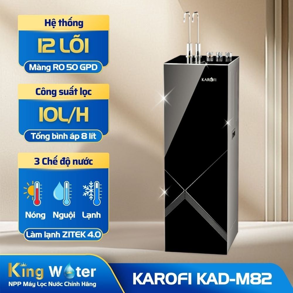 Máy Lọc Nước RO Nóng Lạnh Nguội Karofi KAD-M82 | Tủ Đứng 12 Lõi