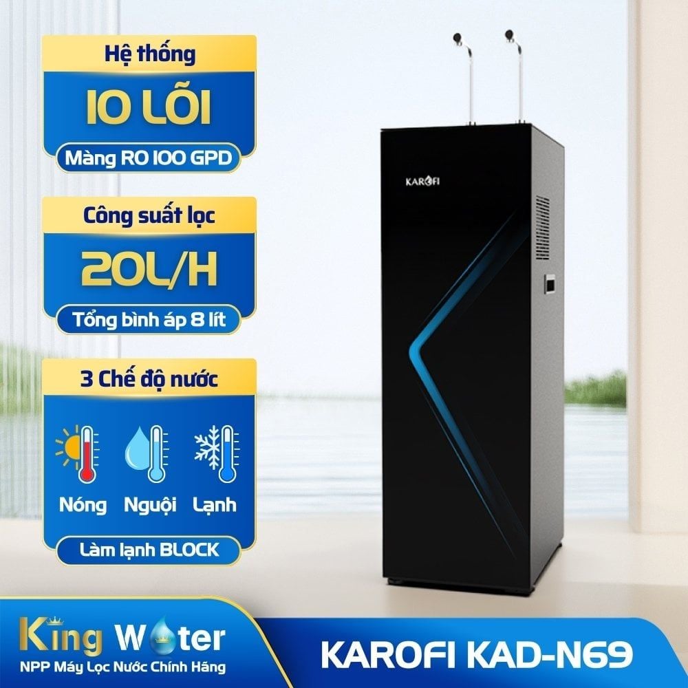 Máy Lọc Nước Nóng Lạnh Karofi KAD-N69 | Tủ Đứng 10 Lõi