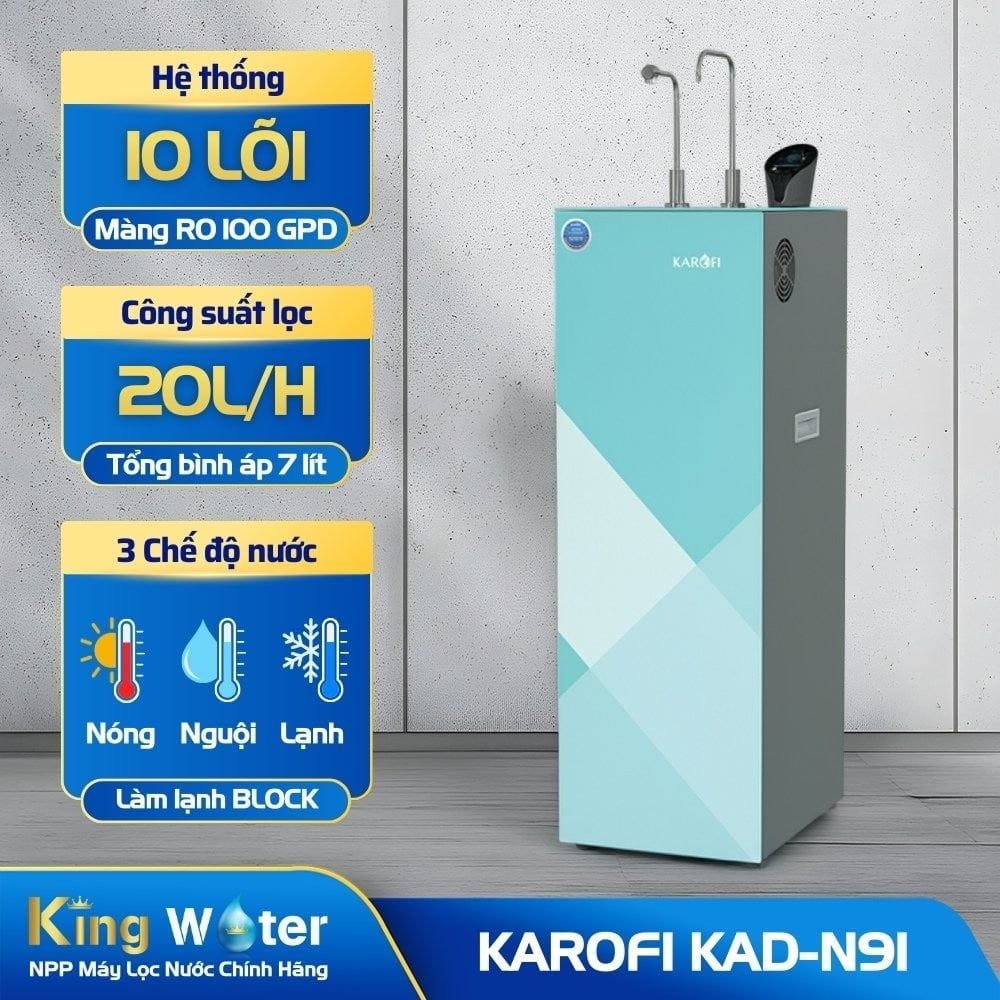 Máy Lọc Nước RO Nóng Lạnh Karofi KAD-N91 | Tủ Đứng 10 Lõi