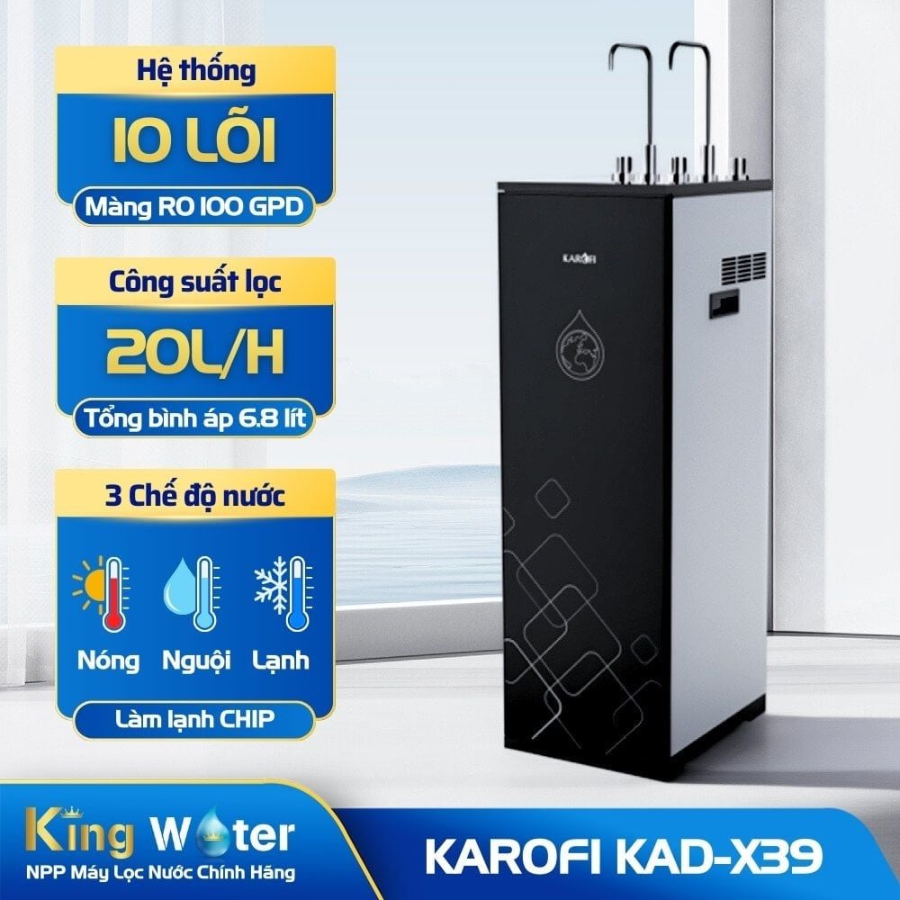 Máy lọc nước nóng lạnh Karofi KAD-X39 | 10 Lõi