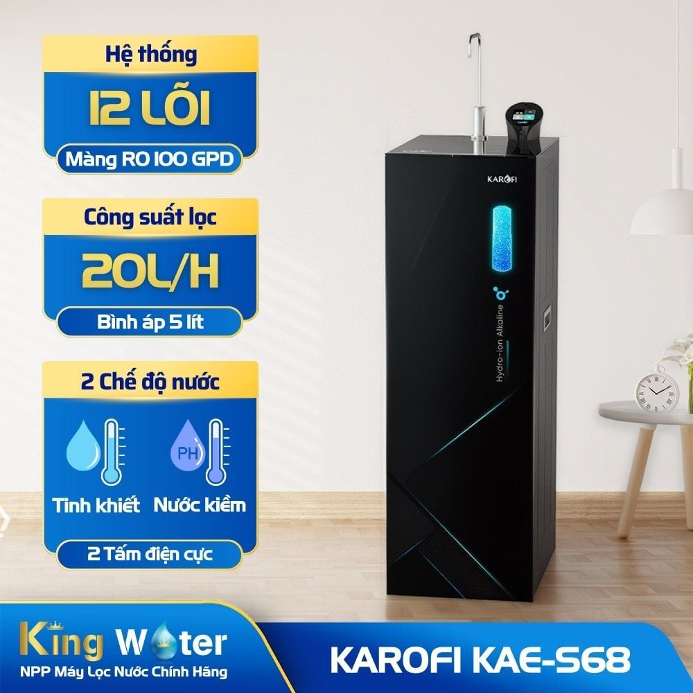 Máy Lọc Nước Hydro-Ion Kiềm Karofi KAE-S68 | Tủ Đứng 12 Lõi