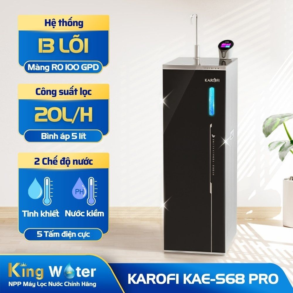 Máy Lọc Nước Hydro-Ion Kiềm Karofi KAE-S68 PRO | Tủ Đứng 13 Lõi