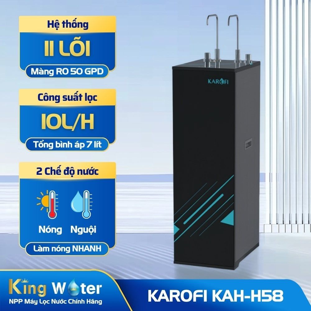 Máy Lọc Nước Nóng Nguội Karofi KAH-H58 | Cây Đứng 11 Lõi