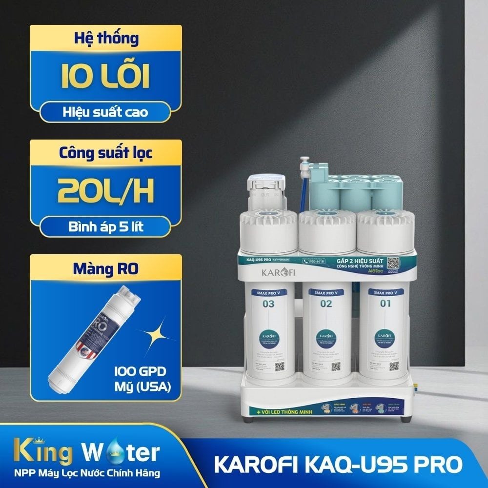 Máy Lọc Nước RO Karofi KAQ-U95 Pro | Để Gầm 10 Lõi