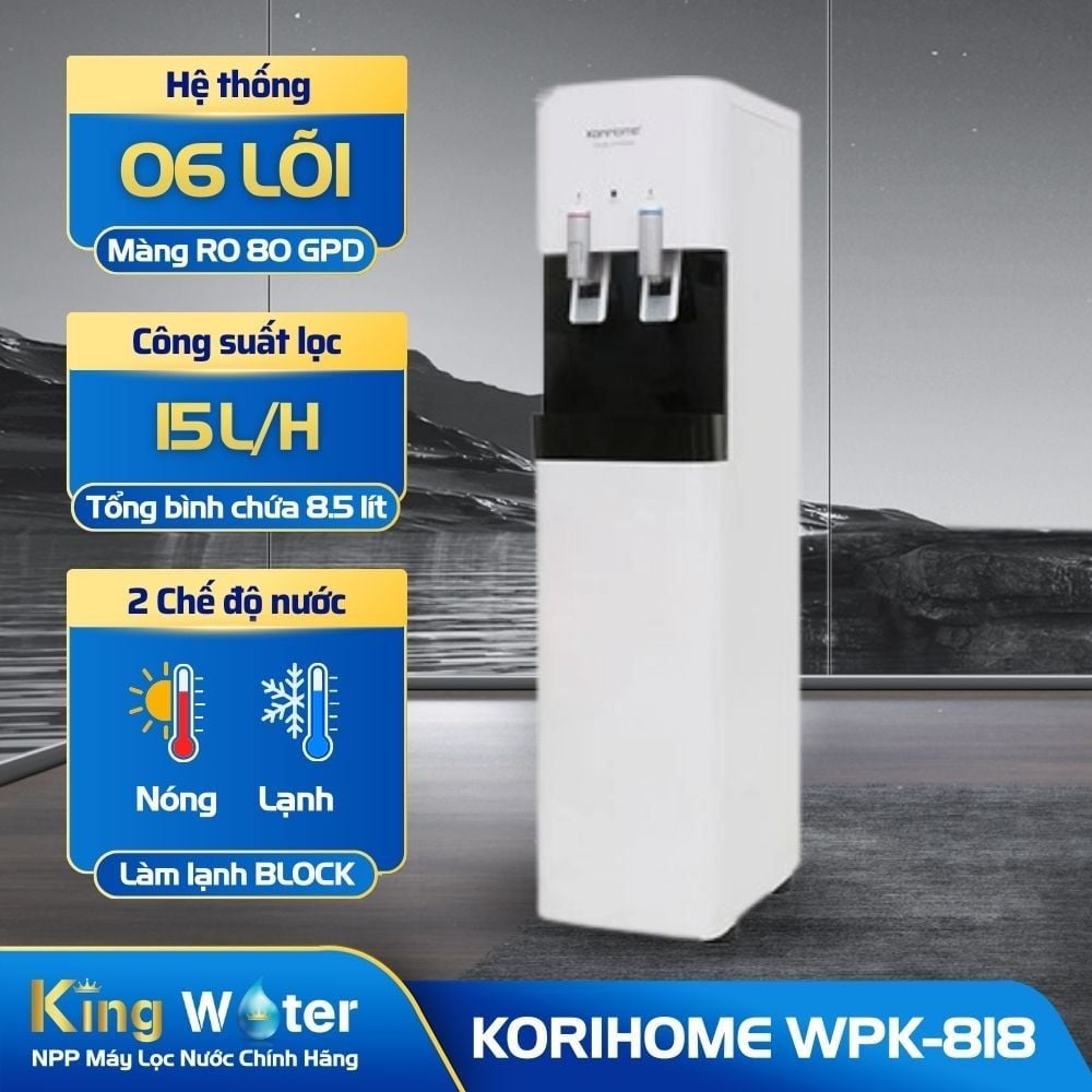 Máy Lọc Nước RO Nóng Lạnh Korihome WPK-818 | Tủ Đứng 06 Lõi