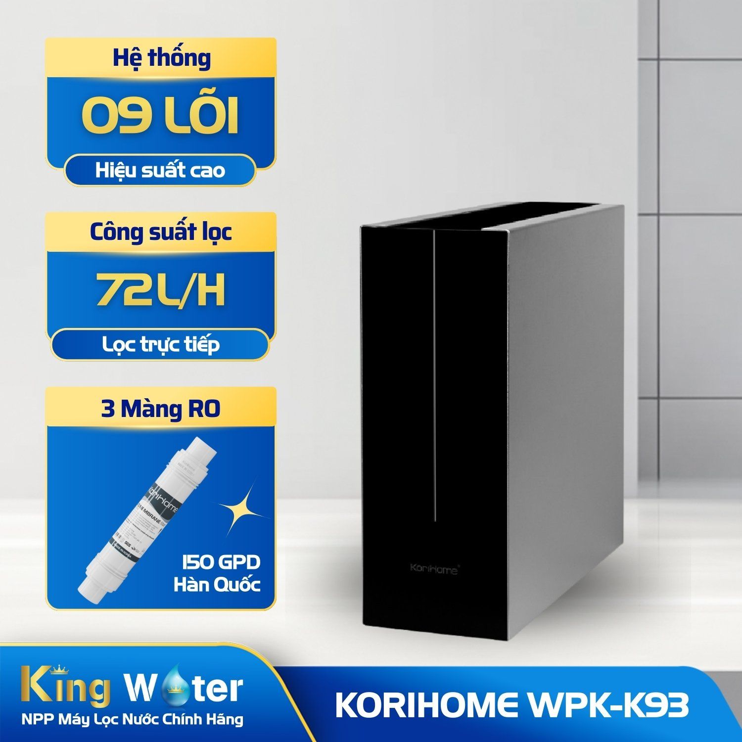 Máy Lọc Nước RO KoriHome WPK-K93 | Để Gầm/ Bàn 09 Lõi