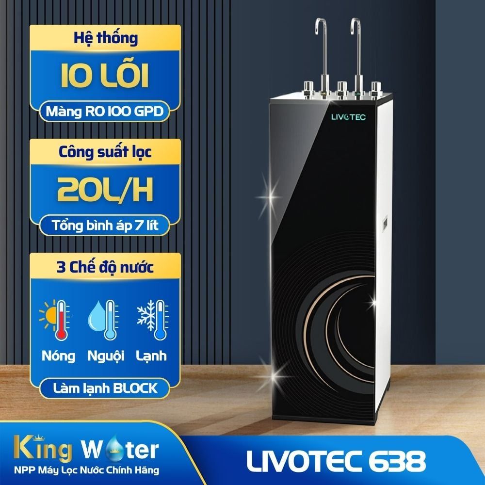 Máy Lọc Nước RO Nóng Lạnh Nguội Livotec 638 | Để Gầm 10 Lõi