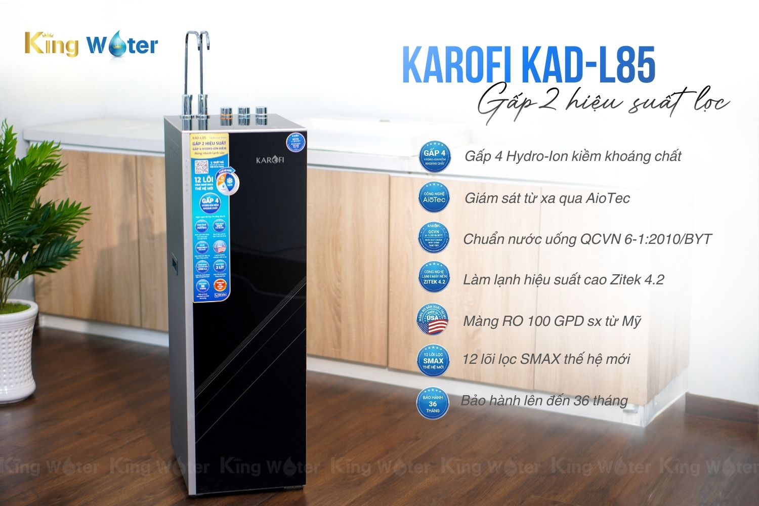 Máy Lọc Nước Nóng Lạnh Karofi KAD-L85 | Tủ Đứng 12 Lõi