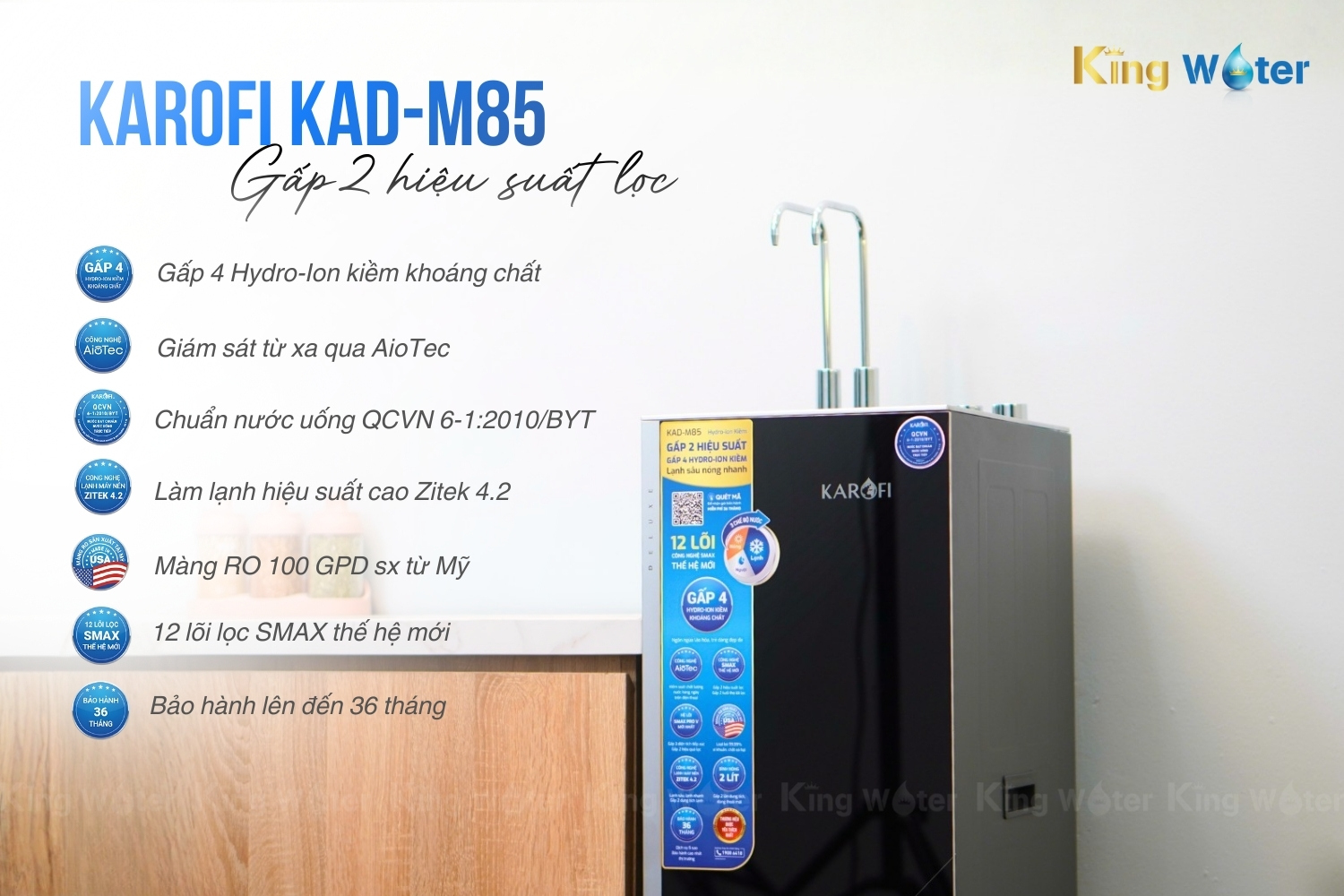 Máy Lọc Nước Nóng Lạnh Karofi KAD-M85 | Tủ Đứng 12 Lõi