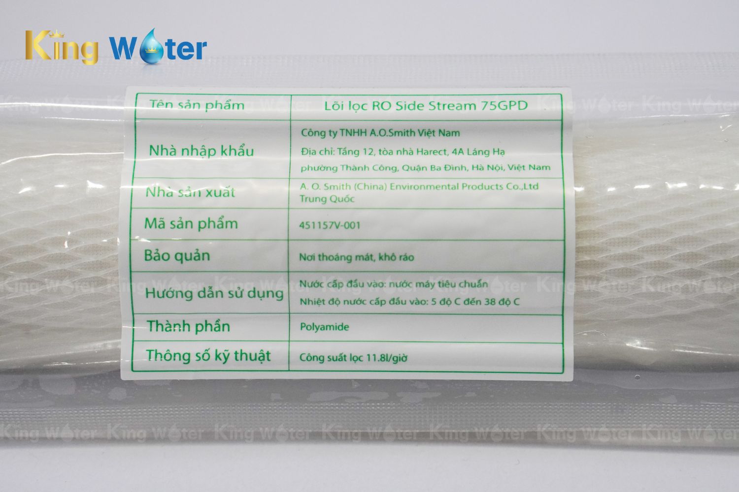 Lõi lọc nước AO Smith RO Side Stream(75GPD) | 451157V-001