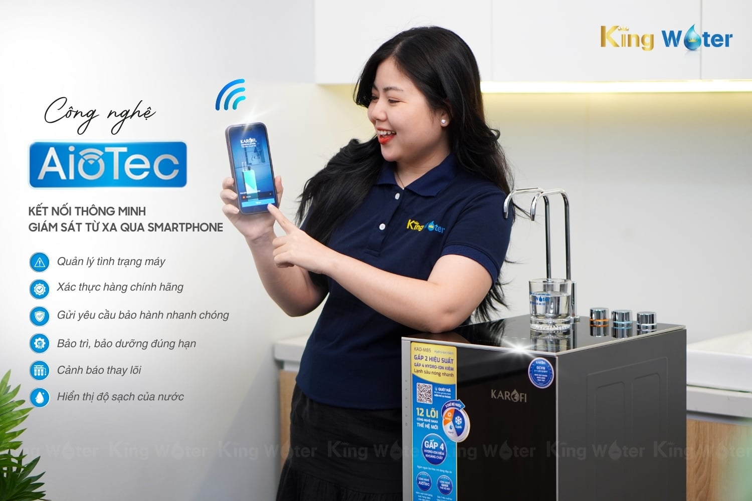 Máy Lọc Nước Nóng Lạnh Karofi KAD-M85 | Tủ Đứng 12 Lõi