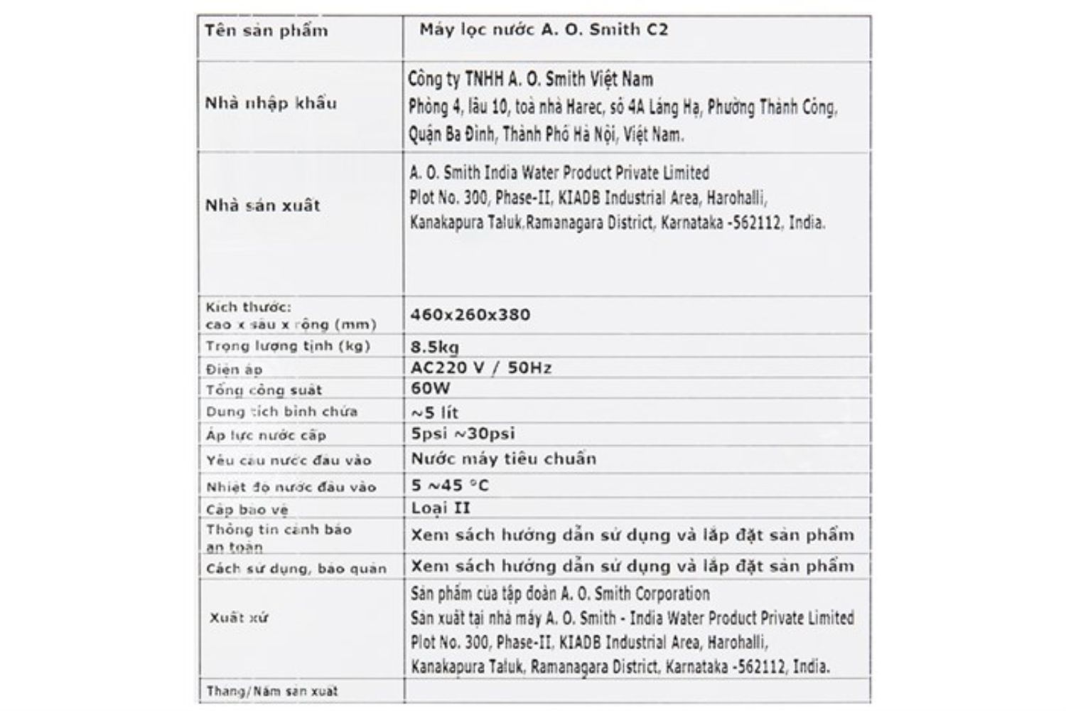 Máy Lọc Nước RO AO Smith C2 | Để Bàn 4 Lõi Lọc