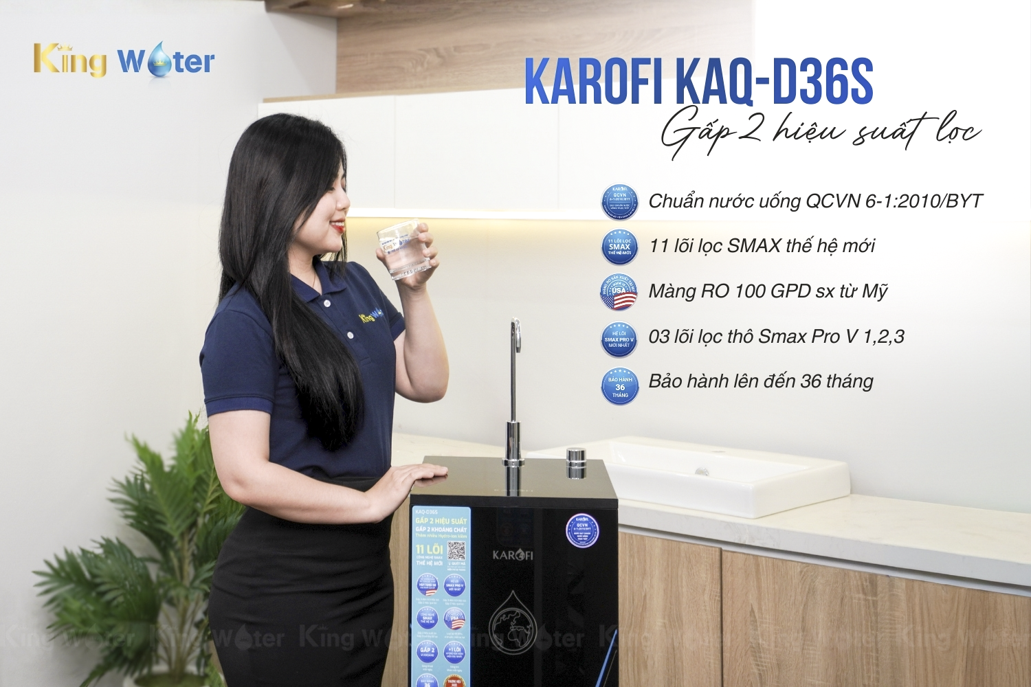 Máy lọc nước RO 11 lõi Karofi KAQ-D36S