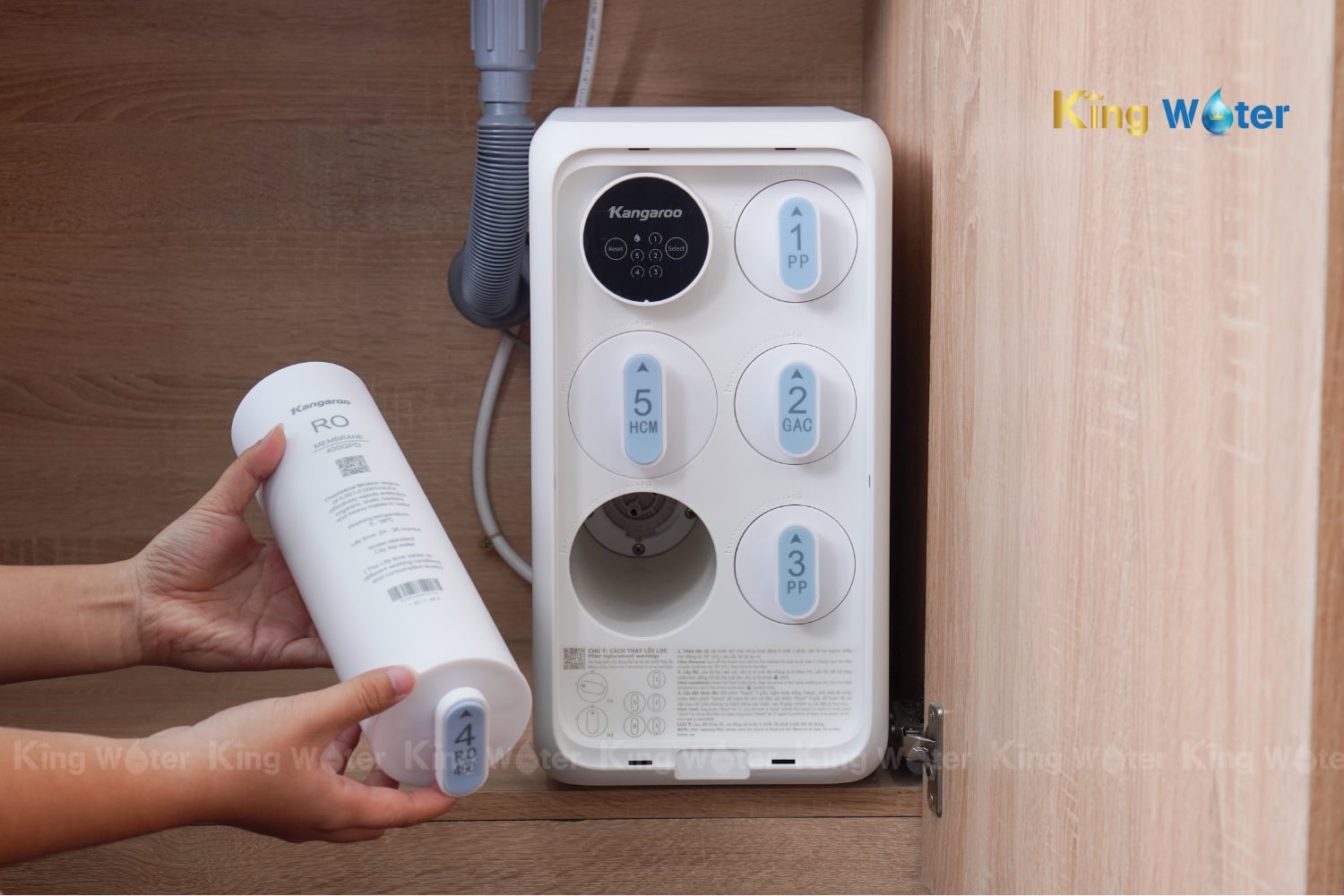 Máy Lọc Nước RO Kangaroo Hydrogen KG400US | Tủ Nguyên Khối Để Gầm 05 Lõi