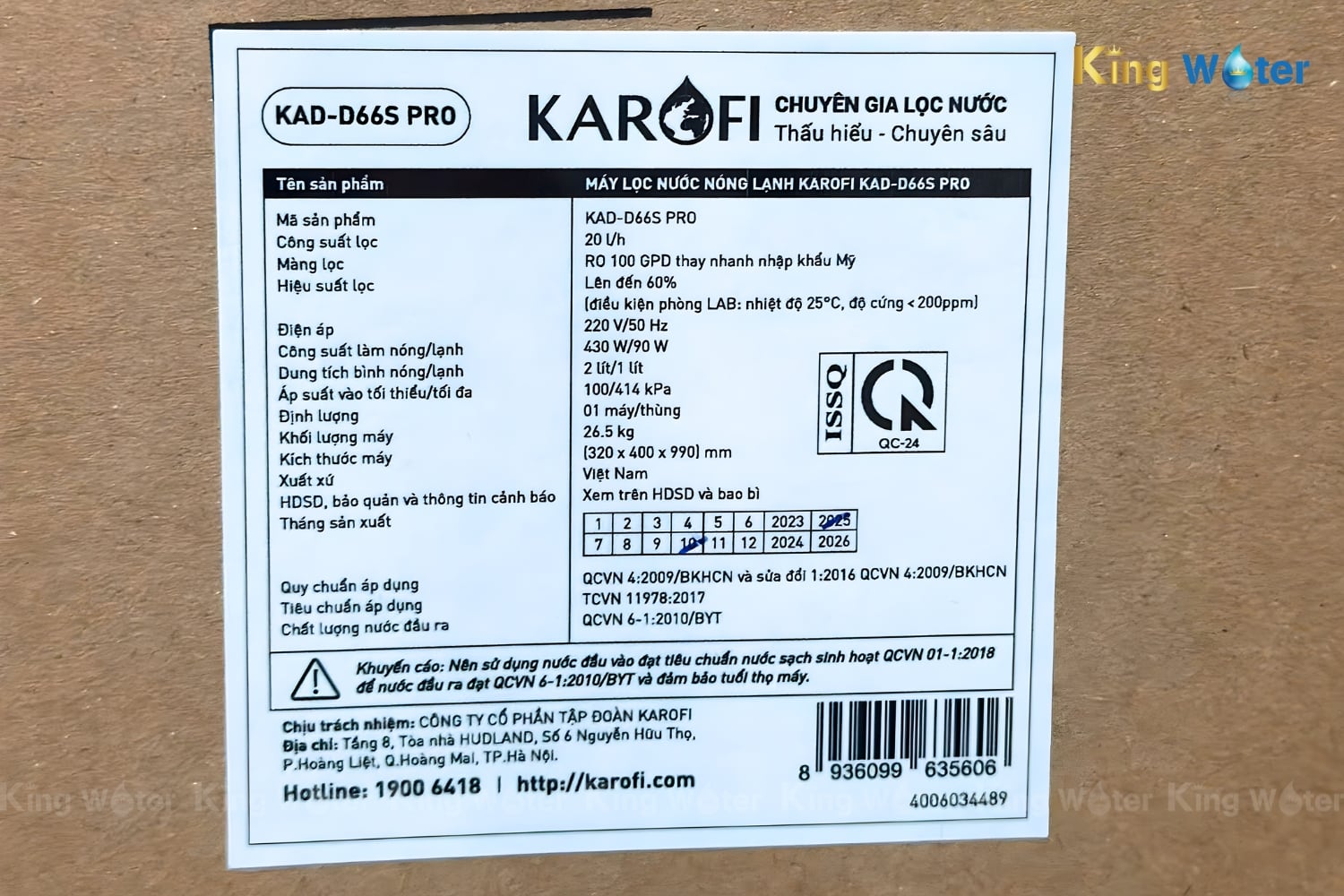 Máy Lọc Nước RO Nóng Lạnh Karofi KAD-D66S PRO | Tủ Đứng 11 Lõi
