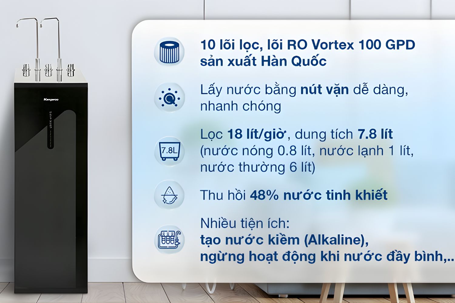 Máy Lọc Nước RO Nóng Nguội Lạnh Kangaroo KG10A18 | Tủ Đứng 10 Lõi