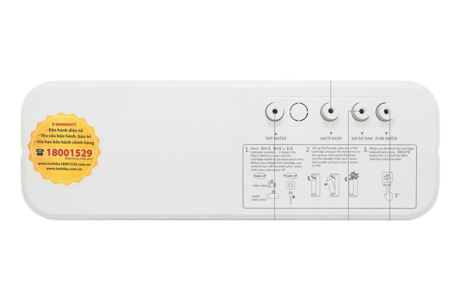 Máy Lọc Nước RO Toshiba TWP-N1686UV (W) | Để Bàn Âm Tủ 3 Lõi