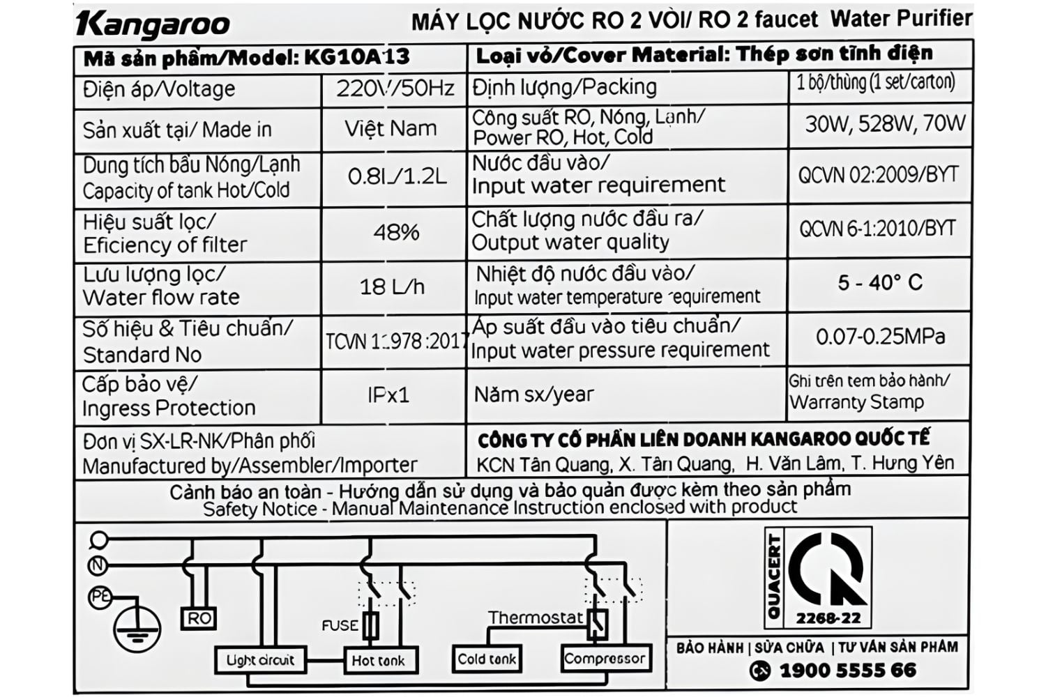 Máy Lọc Nước RO Hydrogen Kangaroo KG10A13 | Nóng Nguội Lạnh
