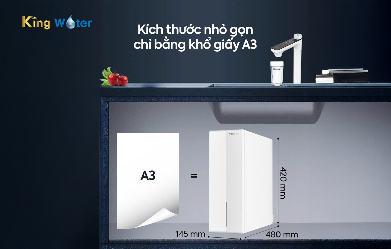 Máy Lọc Nước RO Nóng Nguội Truliva UR61096H | Tủ Nguyên Khối Để Gầm 02 Lõi