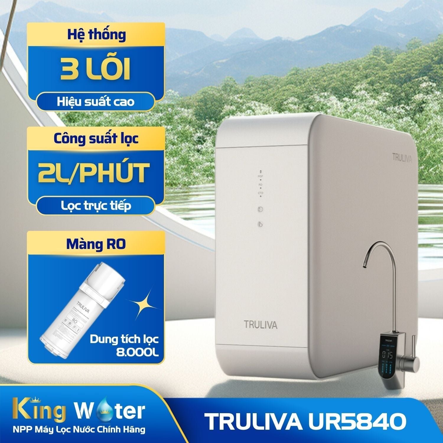Máy Lọc Nước RO Truliva UR5840 | Tủ Nguyên Khối Để Gầm 03 Lõi