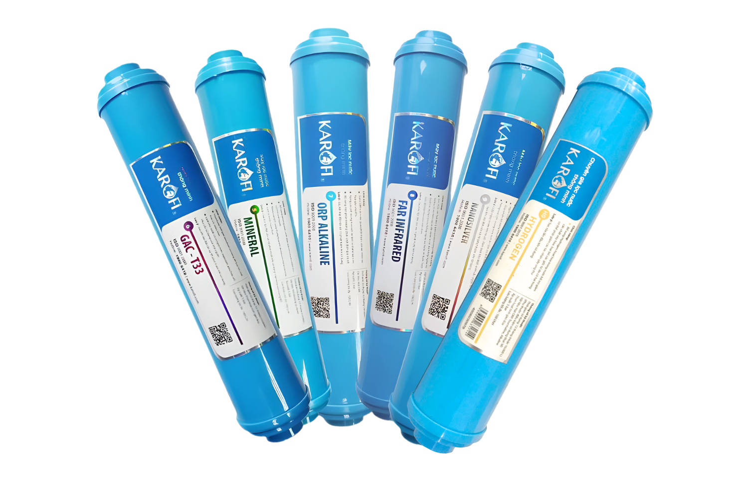 Combo 6 Lõi Lọc Chức Năng Karofi 5,6,7,8,9,10 (T33, Mineral, Far, Nano, ORP Alkaline, Hydrogen)