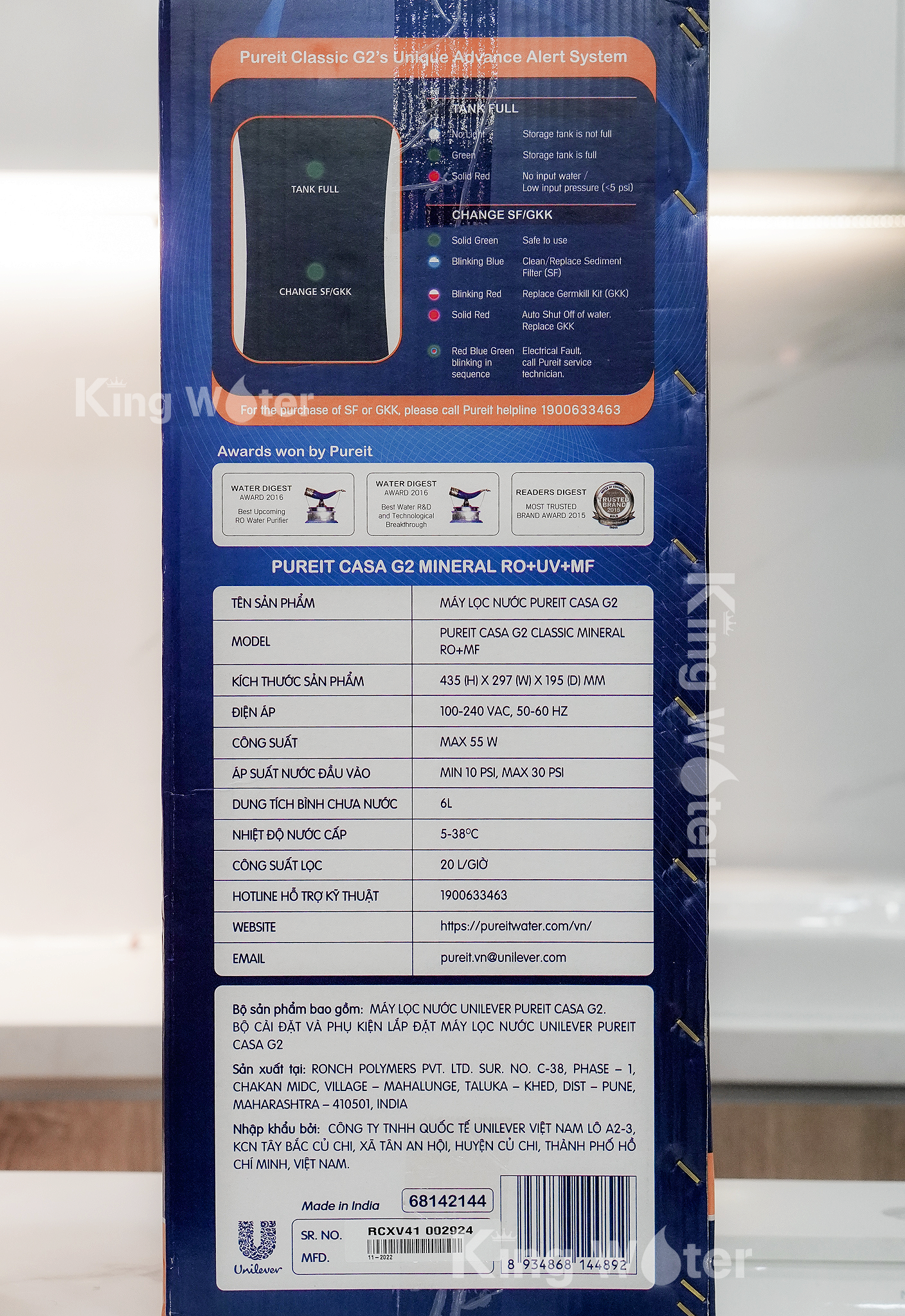 Máy lọc Unilever Pureit Casa G2 RO + MF | Để bàn, Treo tường