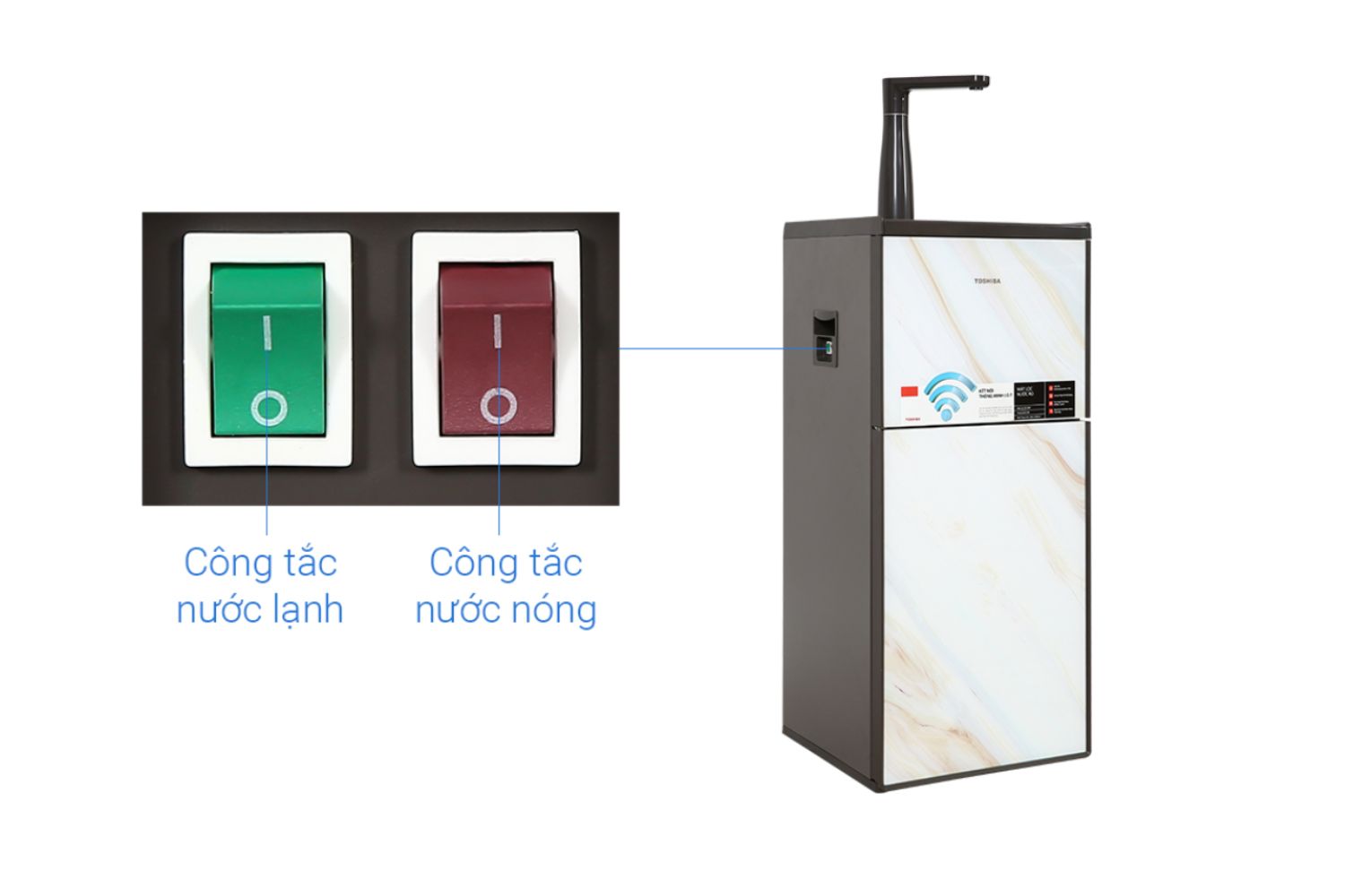 Máy Lọc Nước RO Nóng Lạnh Nguội Toshiba TWP-W1905SV(MB) | Tủ Đứng 3 Lõi