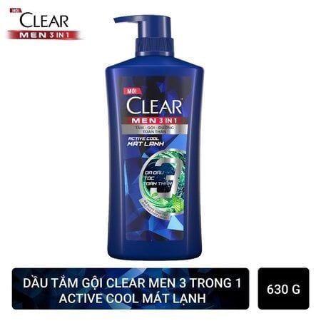 Dầu gội Clear Men Mát Lạnh Bạc Hà 630g [tặng ly giữ nhiệt]