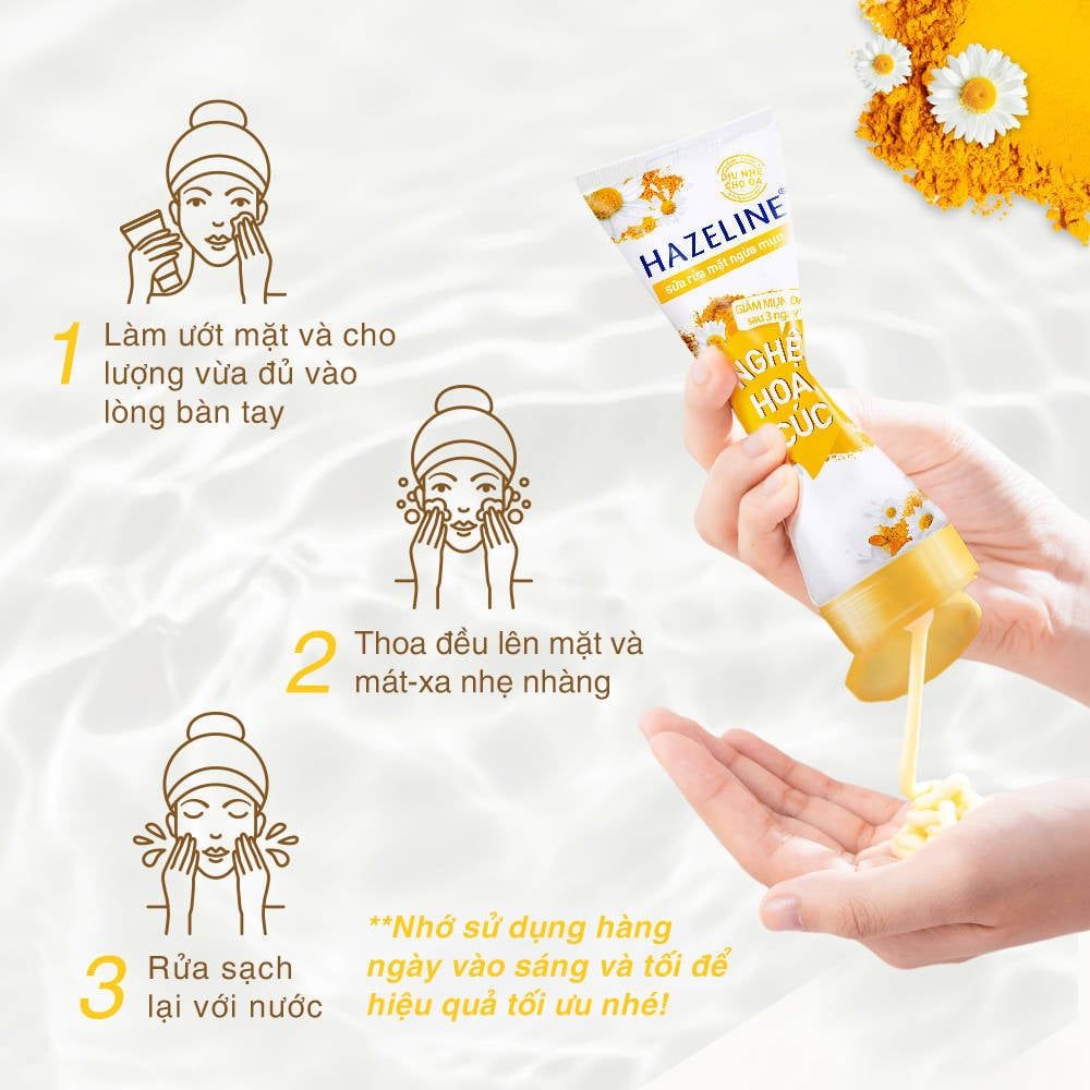 Sữa Rửa Mặt Hazeline Giảm Mụn Nghệ Hoa Cúc 100g [tặng 1 SRM Tràm Trà Cica 40gr]