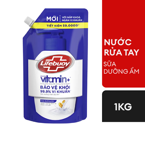 Nước rửa tay Lifebuoy Vitamin Sữa dưỡng ẩm 1kg Nước rửa tay Lifebuoy Vitamin Sữa dưỡng ẩm 1kg