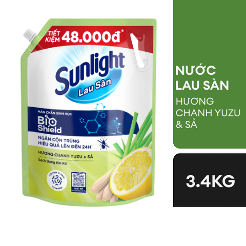Nước lau sàn Sunlight Tinh dầu Thảo mộc Sả Chanh túi 3.4kg