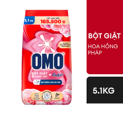 Bột giặt OMO Comfort Hoa hồng Dịu mát Bền lâu 5.1kg