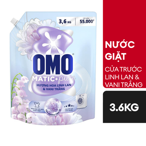 Nước giặt OMO Cửa trước hương Hoa Linh Lan & Vani Trắng 3.6kg