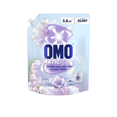 Nước giặt OMO Cửa trước hương Hoa Linh Lan & Vani Trắng 3.6kg