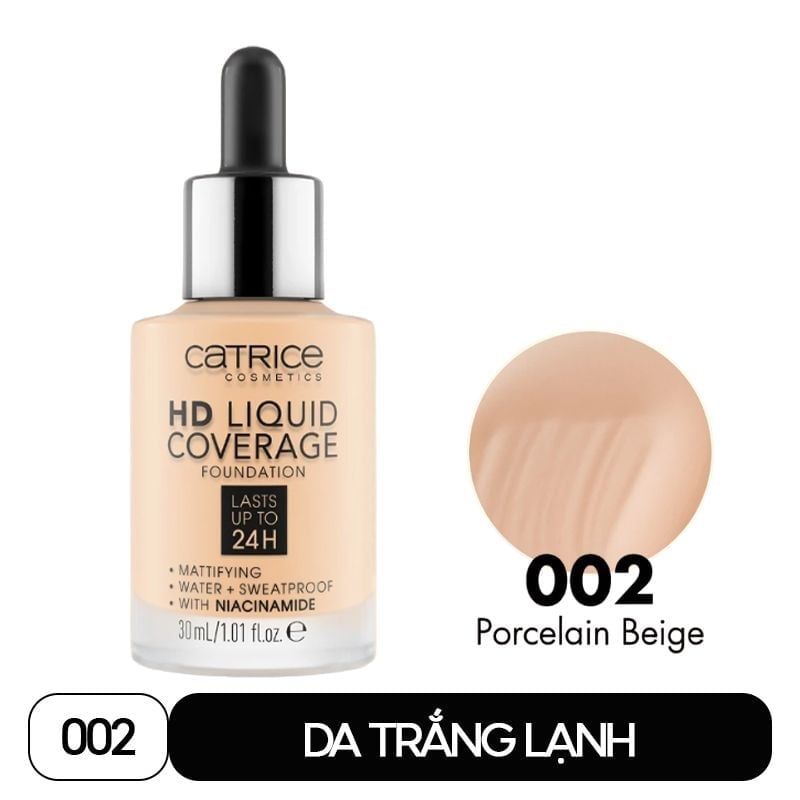 Kem Nền Kiềm Dầu, Che Phủ Tự Nhiên Catrice HD Liquid Coverage Foundation 30ml