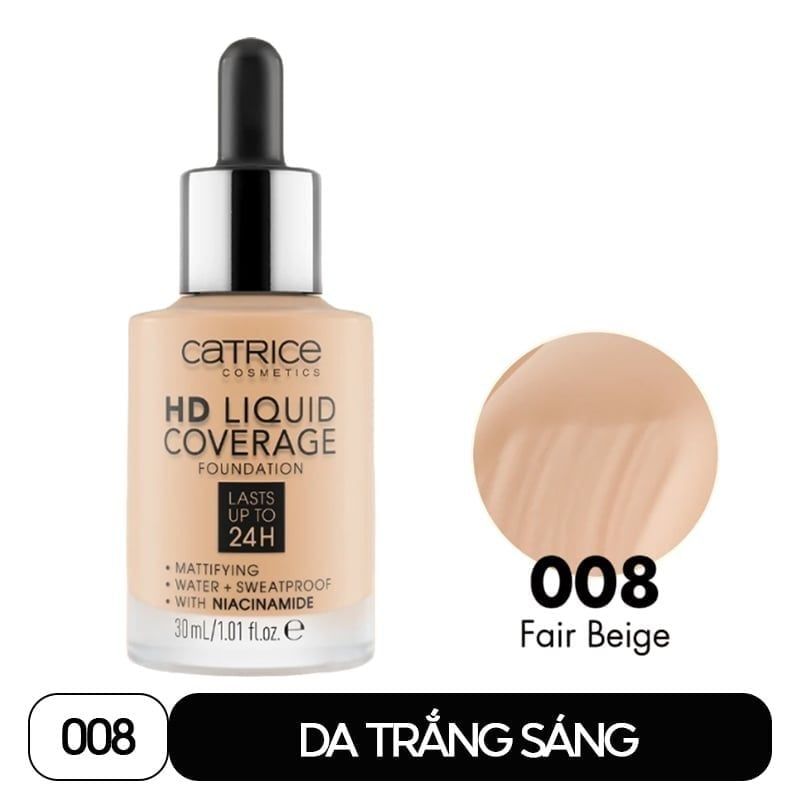 Kem Nền Kiềm Dầu, Che Phủ Tự Nhiên Catrice HD Liquid Coverage Foundation 30ml