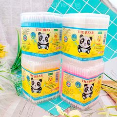 Tăm Bông Ngoáy Tai The Bear 200 Cây Đầu Bông Gòn Mềm Thân Nhựa Tiệt Trùng