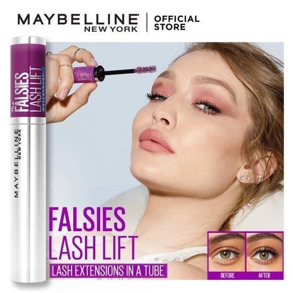 Mascara Maybelline Uốn Mi, Làm Dài Và Dày Mi The Falsies Lash Lift Waterproof - Very Black 8.6ml