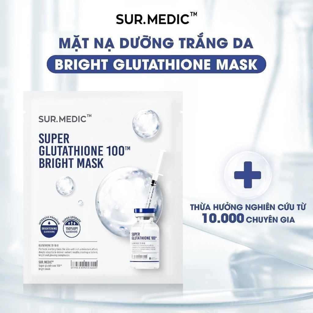 Mặt nạ Sur Medic Glutathione trắng da – Hyaluronic Aqua cấp ẩm – Multi Vita – Calm Repair phục hồi