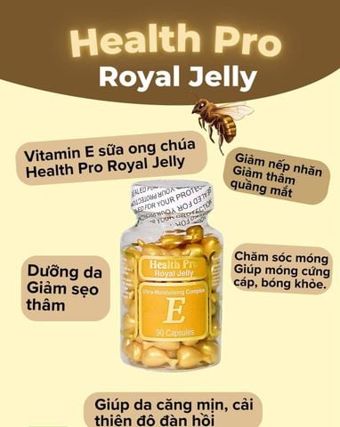 Sữa ong chúa Health Pro Royal Jelly Vitamin E của Mỹ 90 viên