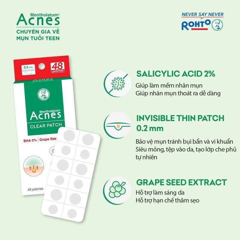 [24 MIẾNG] Miếng Dán Mụn Acnes Clear Patch