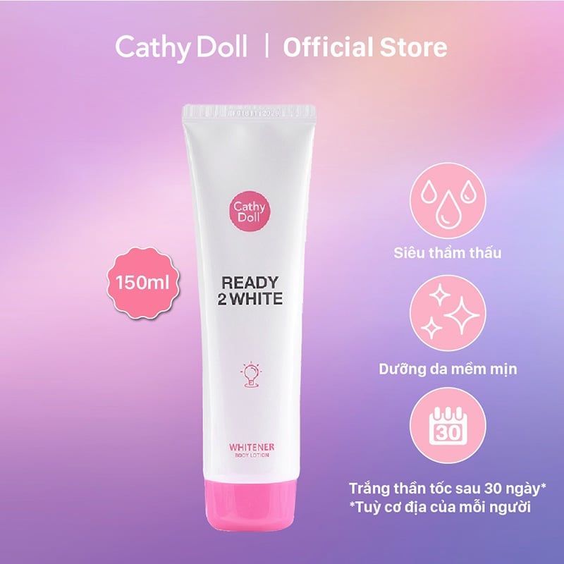 Sữa Dưỡng Thể Giúp Hỗ Trợ Sáng Da Ready 2 White Whitener Body Lotion Cathy Doll 150Ml