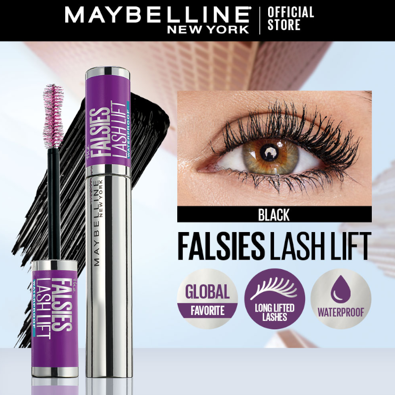 Mascara Maybelline Uốn Mi, Làm Dài Và Dày Mi The Falsies Lash Lift Waterproof - Very Black 8.6ml