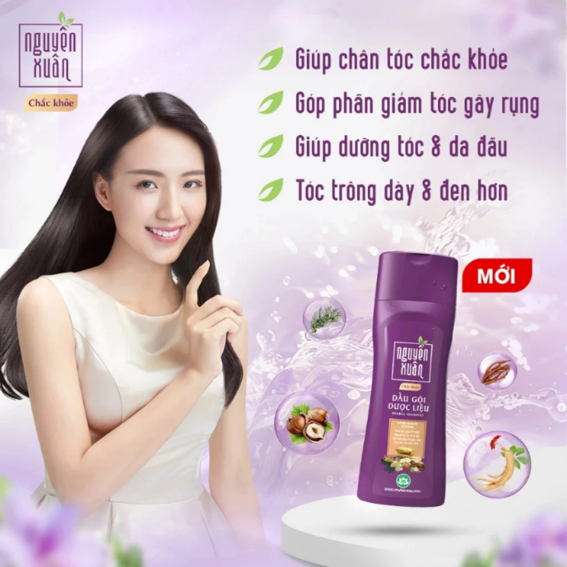 Dầu Gội Dược Liệu Nguyên Xuân Chắc Khỏe Tím 208g