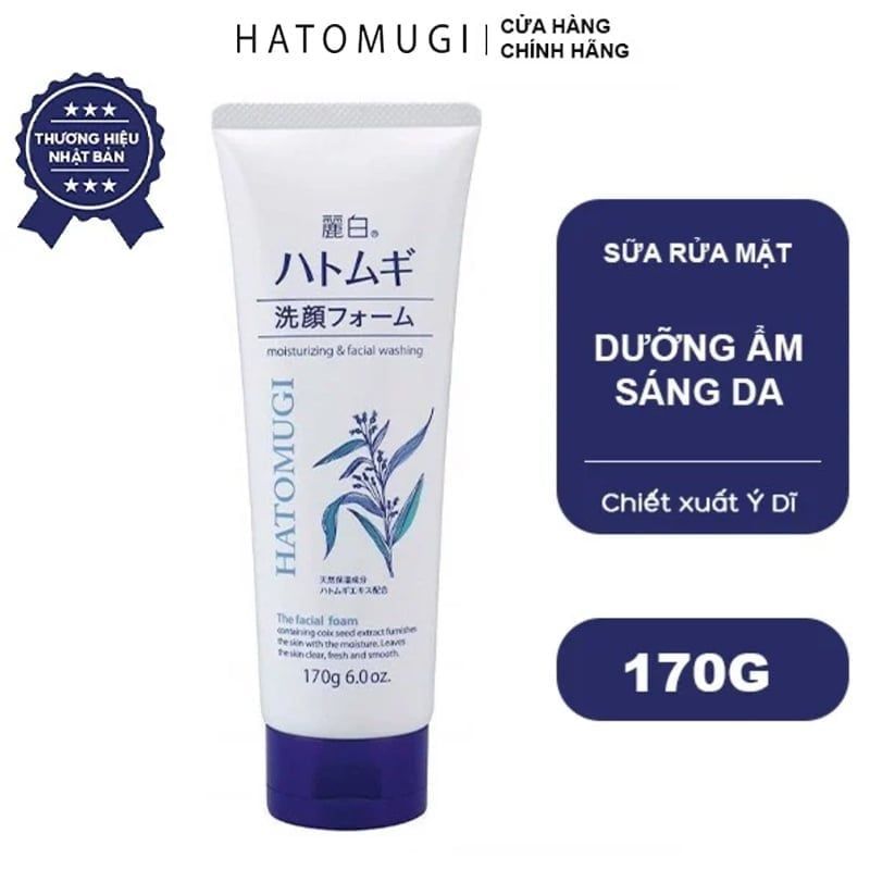 Sữa Rửa Mặt Hatomugi Reihaku Ý Dĩ 170g - Dưỡng Ẩm, Sáng Da Tự Nhiên