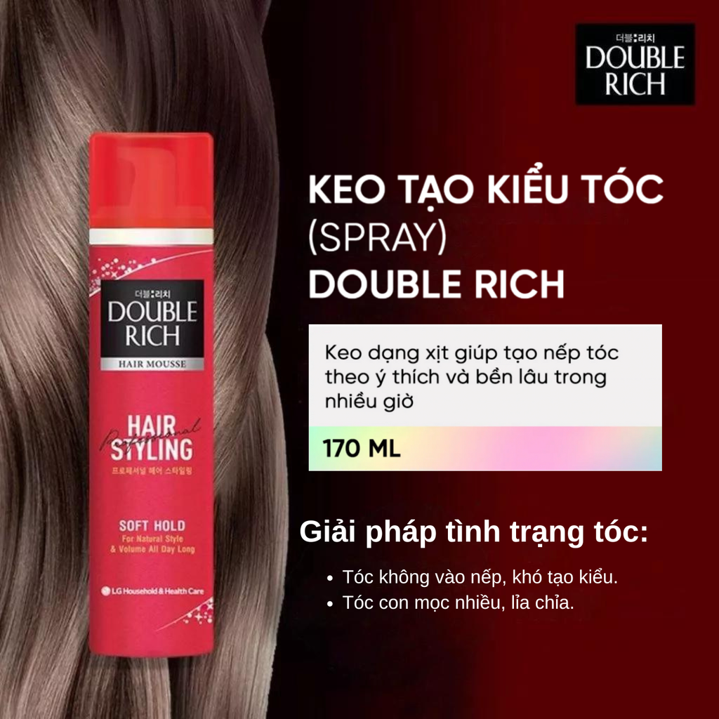 Mousse Tạo Kiểu Tóc Double Rich Giữ Nếp Tự Nhiên 150ml