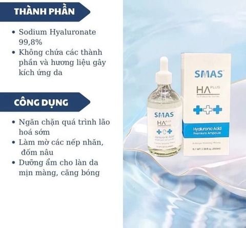 Serum Cấp Ẩm, Căng Bóng Sáng Da SMAS HA Premium Ampoule 100ml