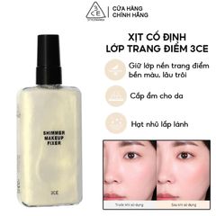 Xịt Khoá Makeup 3CE Có Nhũ Tạo Hiệu Ứng Nền Căng Bóng Shimmer Makeup Fixer 95ml